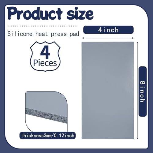 8 Pieces 8 x 4 Inch Silicone Heat Press Mat 0.12 Inch Thick Foam Press Cover Pad Accessories for HTV Heat Transfer Vinyl