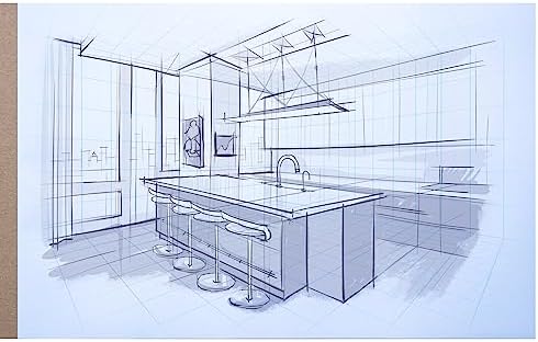Koala Tools - 40-Page Drawing Pad for 2-Point Perspective, Room Grid Sketch Pad with 3D Virtual Walls Design, Gridded Graph Paper for Interior Room Design, Industrial, Architectural 11 x 17 inches