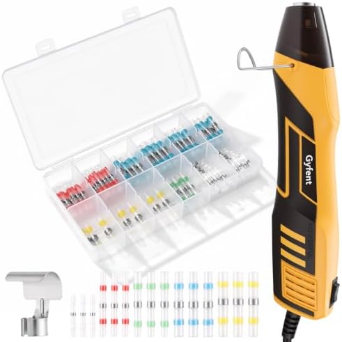 205Pcs Heat Shrink Solder Seal Wire Connectors with Heat Gun, 350W 2-Temp Mini Heat Gun with 5Ft Power Cord for Automotive Marine Wiring Repair Crafting Embossing DIY