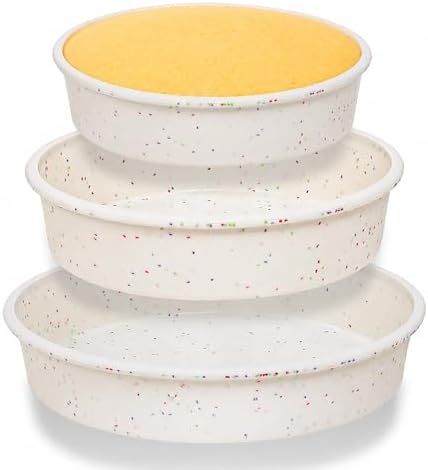 Silicone Round Cake Pans, 6 8 10 inch, Set of 3, Cream