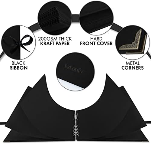 Scrapbook Album, 70 Pages, 10 x 10 Inch, Black Photo Album, Scrap Book | Hardcover with Thick 250 GSM Kraft Paper, Ideal for Your Scrapbooking Albums, Art & Craft Projects (Black, 10 x 10 Inch)