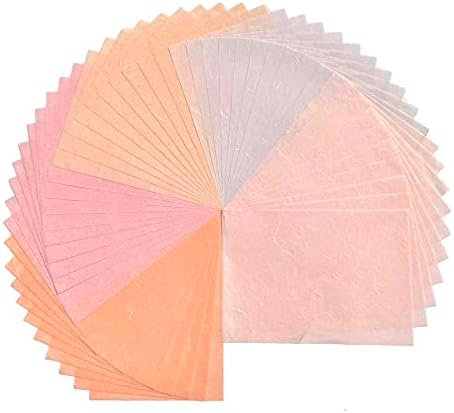 A4 Natural Fiber Mulberry Paper Sheets Art Tissue Washi Paper Design Craft Art Origami Suppliers Card Making Writing Painting 50 Sheets (Pink Pastel Tone, A4)