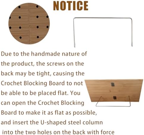 whewinhie Crochet Blocking Board with Pegs, Bamboo Knitting Board, 15.5x7.7 inch,Projects with Pattern,Foldable, Complete Square Crochet Tool Kit for Granny & Mom