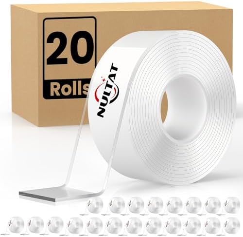 NULTAT 200 Feet Double Sided Tape Heavy Duty, Nano Reusable, Removable, Washable Double Stick Tape for Wall, Clear Multipurpose Two Sided Adhesive Tape 1.18" x 120" (200 Feet)