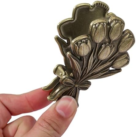 Vintage Plant Metal Bookmark Clips - Tree of Life/Tulip/Ginkgo Leaf Journal Clips, Traveler's Notebook Accessories, an Ideal Gift for Book Lovers and journaling Enthusiasts (Tulip Style A)