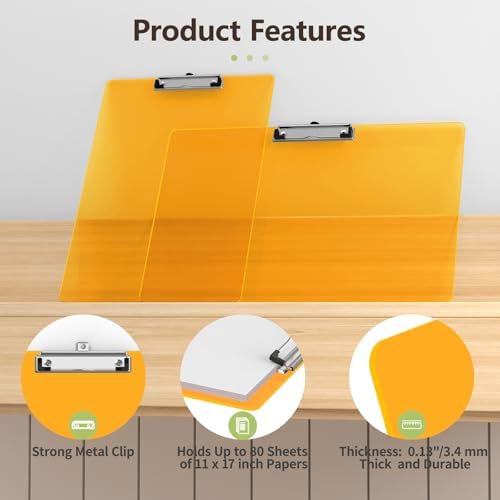 11 x 17 Extra Large Clipboard 2 Pack, Orange Clip Board
