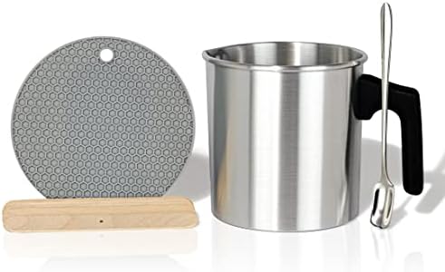Aroparc Candle Making Pouring Pot, 1200ml / 40 oz Double Boiler Wax Melting Pot, 2lb Pouring Pitcher for Candle Making with Spoon, Wick Centering Device, Heat Resistant Mat