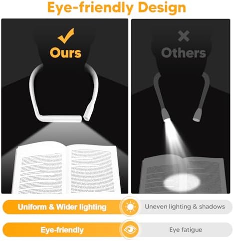 Neck Light, Rechargeable Book Light for Reading, Bright Dual Lamps