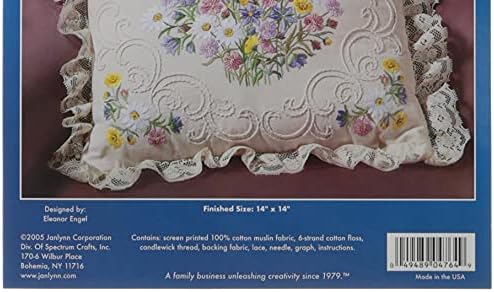 Janlynn Candle Wicking Embroidery Kit, Wildflowers and Butterfly Pillow 14" x 14"