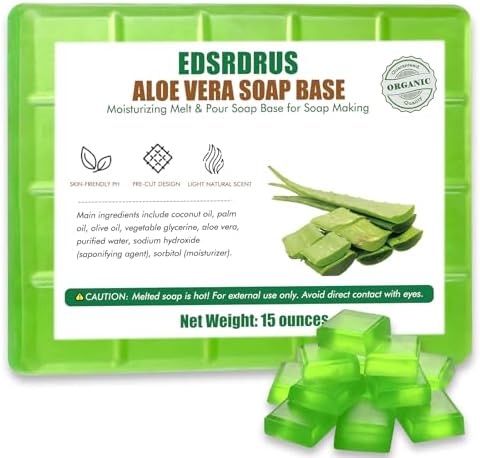 EDSRDRUS 15 Ounces Glycerin Soap Base - Scented Melt and Pour Soap Base for DIY Crafting, Easy to Cut, Vegan and Natural, Moisturizing and Gentle on Skin, Perfect for Soap Making Supplies (Aloe Vera)