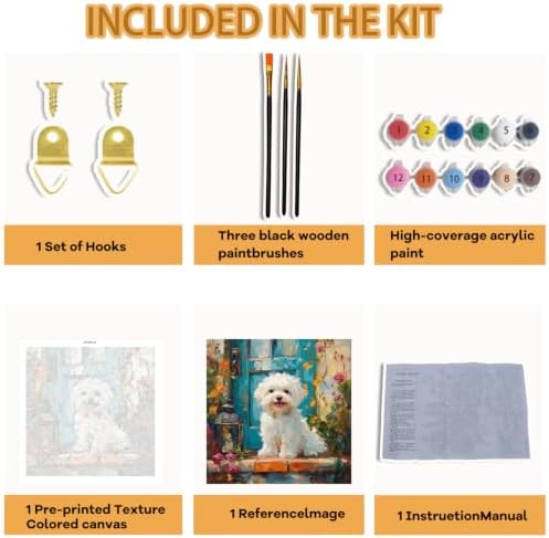 Pxzcrypha Dog Paint by Numbers Kit for Adults Beginner 16x16inch