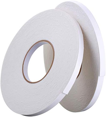 Zonon 3 Rolls Double Sided Foam Tape, 1/2 Inch by 50 Feet, White