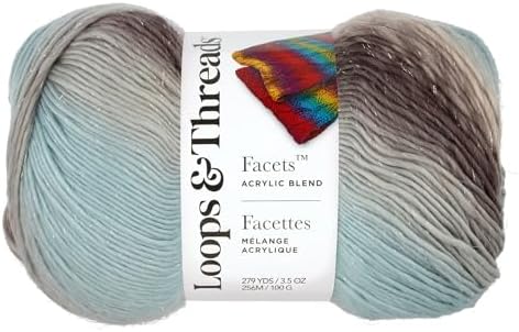 Loops & Threads Facets Yarn - Yarn for Knitting, Crochet, Weaving, and Arts & Crafts - Slate, Acrylic, 3.5 oz