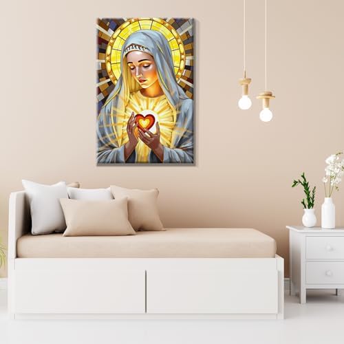 JOOZ 5D Virgin Mary Paint by Numbers Kit for Adults with Frame, 8x12 Inch
