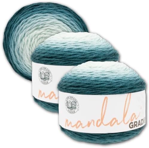 Lion Brand Yarn, Mandala Gradient Variegated Yarn, Dark Teal, Blue, 3 Pack