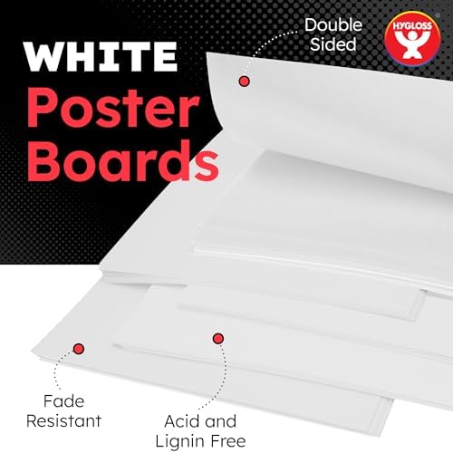 Hygloss Medium Poster Board 11x14 - 50 Count Bulk Pack - 10 Pt. Thickness White Poster Board Paper for Projects, Presentations, Displays, Signs, Crafts - Blank Posterboard Multipack 11" x 14"