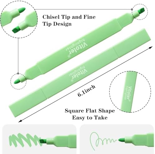 Vitoler Highlighters, 8pcs Chisel & Fine Tips Aesthetic Highlighters