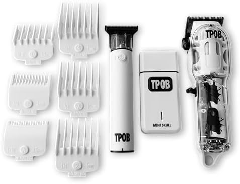 TPOB Slime 2 Barber Hair Clippers Trimmer Shaver Set for Men with Matte case and X Fade Blade (Matte White)