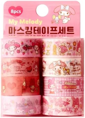 Pink Washi Tape Set – 8 Rolls Cute Decorative Paper Masking Tape for Journaling, Scrapbooking, Planner Stickers & DIY Crafts