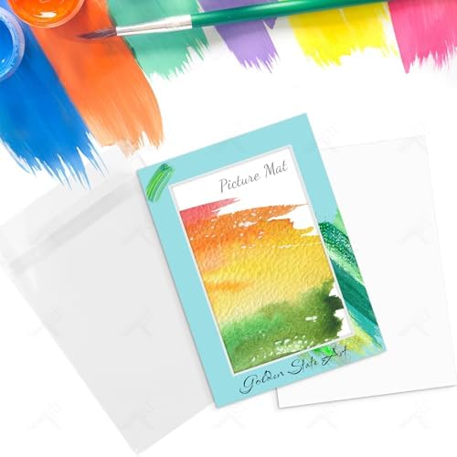 Golden State Art 50 Pack Mixed Color Picture Mats 5x7 for 4x6+Backing+Bags