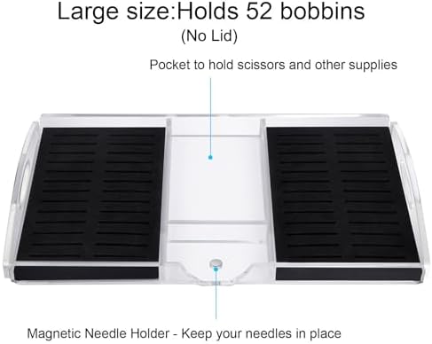 Acrylic Working Tray for Cross Stitch and Embroidery Supplies, Embroidery Floss Bobbins Organizer Tray with Magnetic Needle Holder and Tools Storage