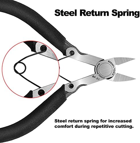 BOENFU 5 inch Flush Cutters Precision Wire Cutters Wire Snips | Small Wire Nippers, Ideal for Jewelry Making, Crafting, 3D Print, Model, Zip Ties, Electronics