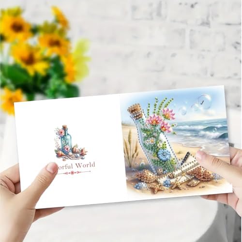 DDGYP 6 PCS,DIY Diamond Art Greeting Cards Kit with Envelopes, 5.9x11.81 in
