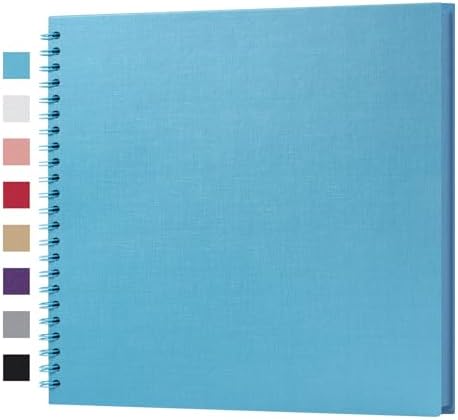 potricher 12 x 12 Inch Large DIY Scrapbook Photo Album 40 Pages, Blue | Thick Kraft Paper Scrap Book Photo Albums, Memory Book for Wedding, Anniversary, Baby, Family, Travel, DIY Projects