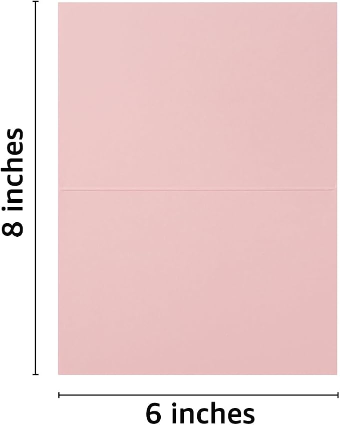 50 Pack Blank Folded Cardstock Cards, Pink, 4x6