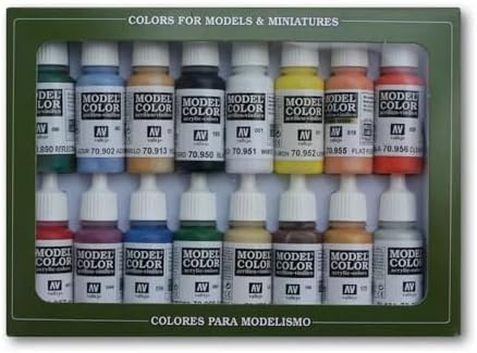 Vallejo - Basic Colors USA Acrylic Paint Set | Model Color | Figure Color Series Historical Miniature Kit to Achieve Historical Accuracy with Artist-Grade Pigments | 16 Bottles x 18 ml (0.60 fl.oz.)