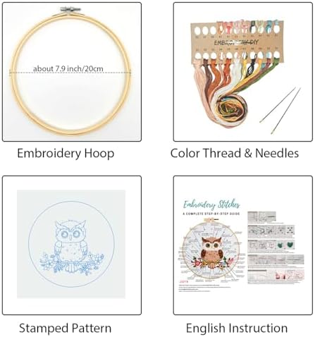 Louise Maelys Cute Owl Embroidery Kit for Beginners Animal DIY