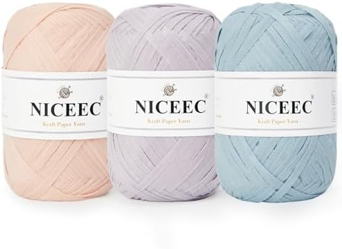 NICEEC 3 Skeins Kraft Paper Yarn 474yds/5.3oz - Series 1