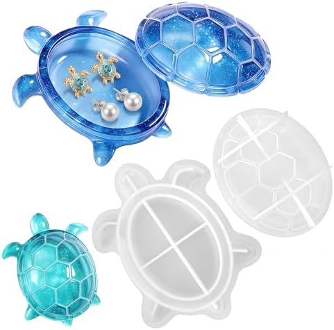 Silicone Turtle Box Resin Mold with Lid, Reusable Ocean Theme Jewelry Box