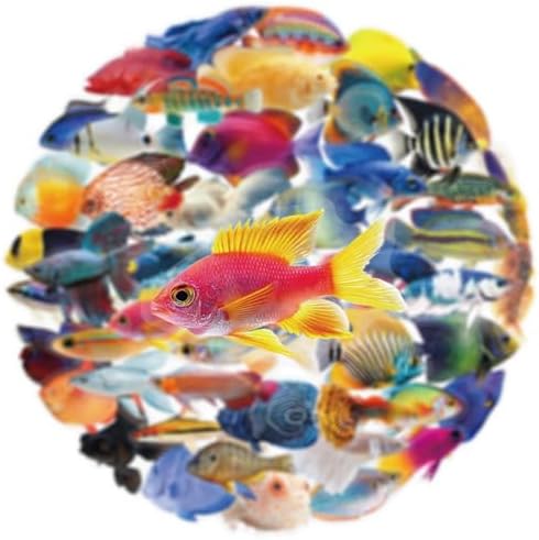 50 Pcs Clear PET Fish Aesthetic Stickers for Scrapbooking Journaling Junk Journal Scrapbook Supplies - Waterproof Transparent Fishing Decals for Resin Crafts Decorative Art Crafts (Fish)