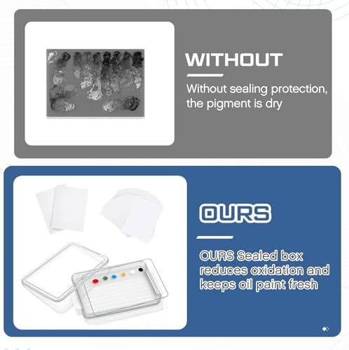 Nuanchu 1 Pcs 9 x 12 Inch Glass Palette for Oil Painting, Clear | Airtight Keep Wet Palette Container, 40 Sheets Disposable Paper, Keeps Paint Fresh, for DIY Color Mixing Beginners