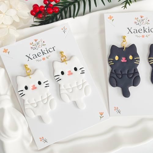 Xaekicr Black Cat Polymer Clay Cutters for Earrings – Cute Animal Clay Cutters for Polymer Clay Jewelry Making – Clay Tools & Earring Molds for DIY Crafts
