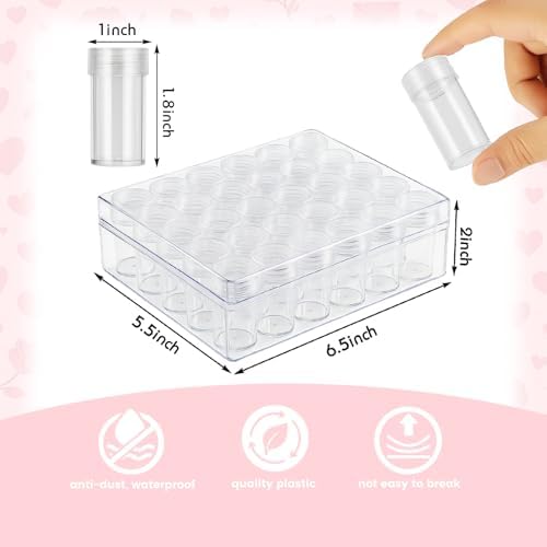 BigOtters Embroidery Diamond Storage Box, 30PCS Big Clear Plastic Bead Containers with Silicone Funnel for Jewelry Painting DIY Art Craft Rhinestones Sewing Cosmetic Nail Glitter Powder