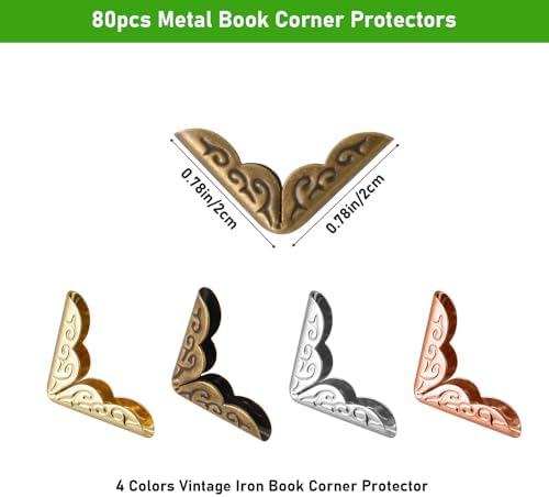 Metal Book Corner Protectors, 80-Pack Vintage Iron Covers & Albums