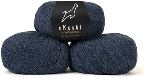 100% Baby Alpaca Yarn for Knitting & Crocheting - Set of 3 Skeins of Premium Yarn DK - Lightweight, Hypoallergenic & Thermal Peru Made - Ideal for Delicate Projects (M060 - Indigo)
