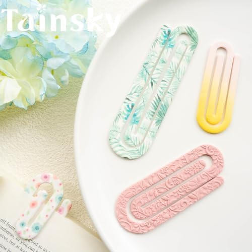 TAINSKY Paperclip Polymer Clay Cutters, Giant Paperclip Bookmark Creator for Polymer Clay Jewelry, 6 Pcs Reading Clay Cutters for Making Earrings Jewerly, Polymer Clay Earrings Tools