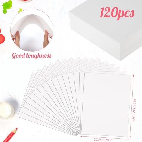 120 Sheets Watercolor Paper 9 x 12 in, 140 Lb/300 GSM, Cold Press