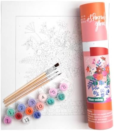 Pink Picasso Paint by Number Kit, All Ages, 8x10, Blue Ming | Mid Century Modern Collection, Acrylic Paints and Brushes included, Pre-printed high quality canvas, DIY art kit, Gift-ready