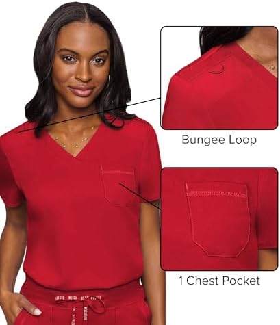 Med Couture Touch Women's Scrub Tops V-Neck Tuck-in Top with 1 Pocket
