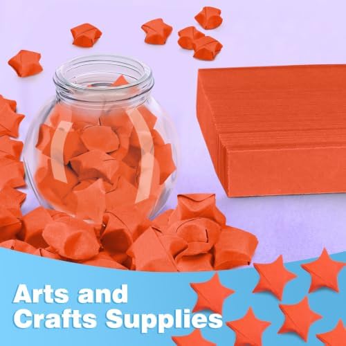 FoDau770 Solid Color Star Paper Strips - 360 Sheet, Orange