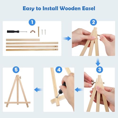 MOGTAA Christmas Paint by Numbers Kit for Adults Beginners with Frame, Christmas Winter Adult Paint by Number Kits on Canvas with Easel, Easy DIY Oil Painting Kits for Home Decor, 8x12in