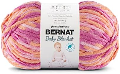 Bernat BABY BLANKET BB Peachy Yarn - 1 Pack of 10.5oz/300g - Polyester - #6 Super Bulky - 220 Yards - Knitting/Crochet