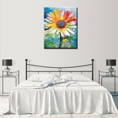Yellow Floral Paint by Number for Adults Oil Painting for Kids,Paint by Number Blooming Plant Paint by Numbers Abstract Paint by Number Kits Graffiti Paint by Numbers for Beginner（DIY Frame）