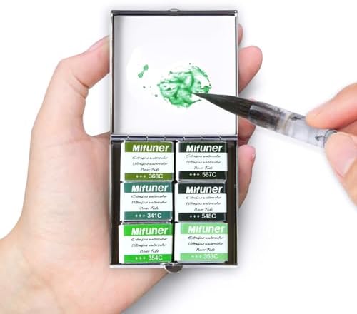 Mini Portable Handmade Artist Watercolor Paint,6 Colors Solid Watercolor
