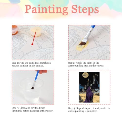 Auremi Horror Framed Paint by Number for Adults,DIY Halloween Painting by Number Kits on Canvas Acrylic Oil Painting Kits for Adults Paint by Number Kits for Home Decor 20x30cm