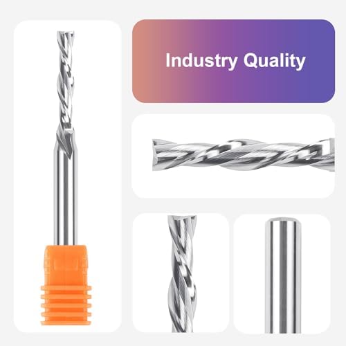 SpeTool 3/16" Cutting Diameter Downcut Spiral Router Bit 1/4" Shank Carbide End Mill CNC Wood Router Bits for Slotting Trimming
